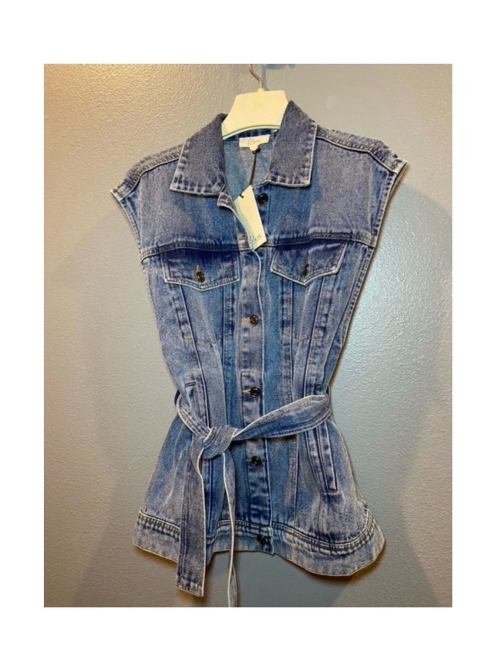 Elan Denim Vest with Belted Waist Size Small - NWT